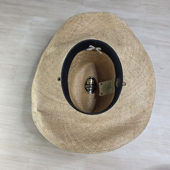 Vintage Stetson Roadrunner Bryantcote Straw Cowboy Hat Size 7 Read - Picture 10 of 13